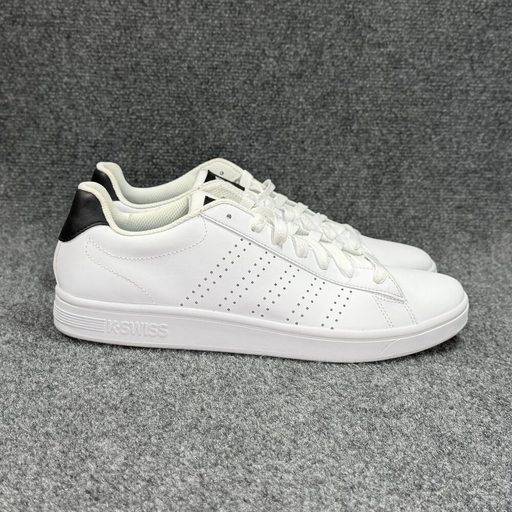 K-Swiss Court Base II Sneakers Men Size 12 White Leather Low Lace Retro Athletic